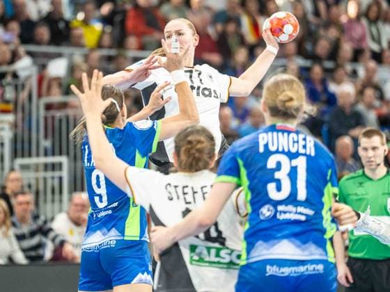 Viola Leuchter Germany, 77 throws from the back, Germany vs Slovenia, Handball, European Championship Qualification, Women, Season 2025 2026, 08 03 2026, Germany vs Slovenia, Handball, European Championship Qualification, Women, Season 2025 2026, 08 03 2026 Heidelberg Copyright: xEibner-Pressefoto MichaelxSchmidx EP_MST