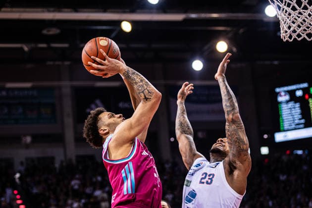 easyCredit Basketball Bundesliga, Telekom Baskets Bonn vs Syntainics MBC, 08 03 2026 Alijah Comithier Telekom Baskets Bonn 2 vs Charles Callison Syntainics MBC 23 easyCredit Basketball Bundesliga, Telekom Baskets Bonn vs Syntainics MBC, 08 03 2026, Telekom Dome Bonn Copyright: xBEAUTIFULxSPORTS Derixx