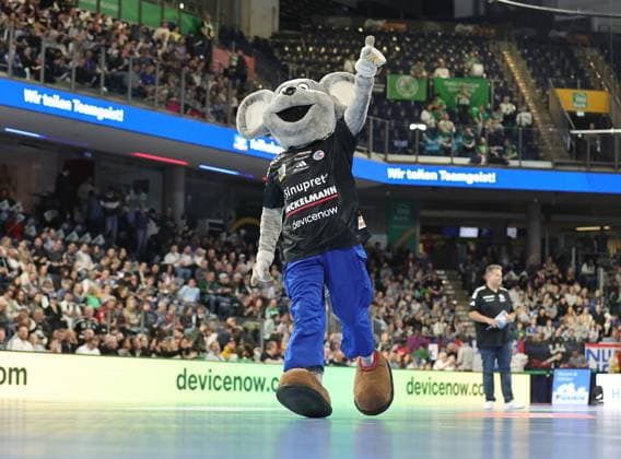 08 03 2026 Handball 1 Bundesliga DAIKIN HBL Season 2025 2026 24 Matchday HC Erlangen Metropolregion Nürnberg HCE GWD Minden DaMa xdaxmax Mascot Mouse