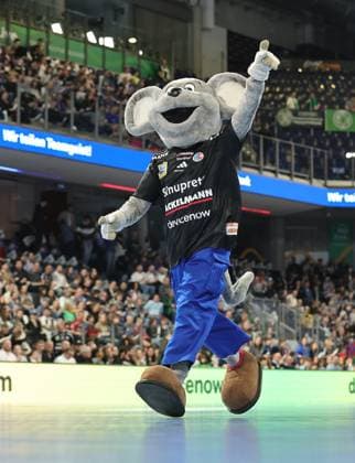 08 03 2026 Handball 1 Bundesliga DAIKIN HBL Season 2025 2026 24 Matchday HC Erlangen Metropolregion Nürnberg HCE GWD Minden DaMa xdaxmax Mascot Mouse
