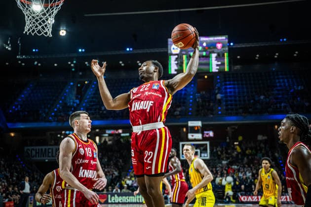 Basketball Berlin 08 03 2026 Season 2025 2026 EasyCredit BBL 1 Bundesliga Men, Men Alba Berlin Fitness First Würzburg Baskets Johnathan Stove Würzburg, No 22