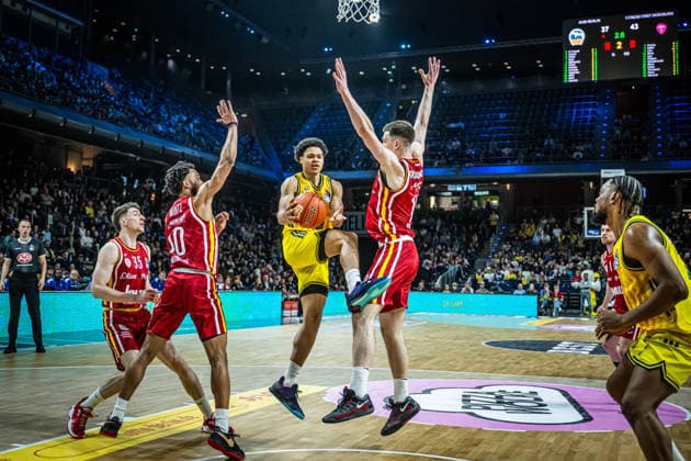 Basketball Berlin 08 03 2026 Season 2025 2026 EasyCredit BBL 1 Bundesliga Men, Men Alba Berlin Fitness First Würzburg Baskets Jack Kayil Alba Berlin, No 07