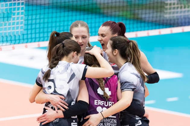 1 Volleyball Bundesliga Women Schwarz Weiss Erfurt vs Dresdner SC Erfurt 08 03 2026 Schwarz Weiss Erfurt 1 Volleyball Bundesliga Women Schwarz Weiss Erfurt vs Dresdner SC Riethsporthalle Erfurt 08 03 2026 Copyright: xBEAUTIFULxSPORTS Duehringx