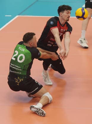 Ludwigsburg , 1 Bundesliga Volleyball Barock Volleys MTV Ludwigsburg vs SWD powervolleys Düren , from left Jeffrey Klok Tim Köpfli Ludwigsburg