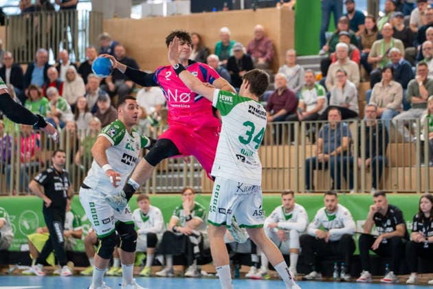 Handball I Men I Season 2025 2026 I 2 Bundesliga I 23 Matchday I HC Oppenweiler Backnang TSV Bayer Dormagen I 08 03 2026 Luca Krist 2, TSV Bayer Dormagen im Wurf Backnang Murrtal Arena Baden Württemberg Germany Copyright: xLobeca MaxxPetershansx