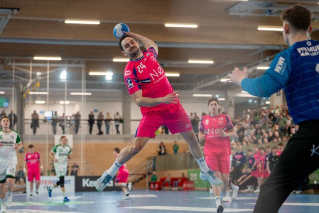 Handball I Men I Season 2025 2026 I 2 Bundesliga I 23 Matchday I HC Oppenweiler Backnang TSV Bayer Dormagen I 08 03 2026 Peter Strosack 24, TSV Bayer Dormagen im Wurf Backnang Murrtal Arena Baden Württemberg Germany Copyright: xLobeca MaxxPetershansx