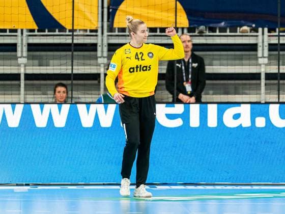 Katharina Filter Germany, 42 clenches her fist, Germany vs Slovenia, handball, European Championship qualification, women, 2025 2026 season, 08 03 2026, Germany vs Slovenia, handball, European Championship qualification, women, 2025 2026 season, 08 03 2026 Heidelberg Copyright: xEibner-Pressefoto MichaelxSchmidx EP_MST