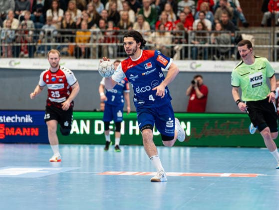 Tim Ruggiero Matthes HBW Balingen Weilstetten, 04 on the dribble HSG Nordhorn Lingen vs HBW Balingen Weilstetten , Handball, 2 Bundesliga, Matchday 23, Season 2025 2026, 08 03 2026 HSG Nordhorn Lingen vs HBW Balingen Weilstetten , Handball, 2 Bundesliga, Matchday 23, Season 2025 2026, 08 03 2026 Nordhorn Copyright: xEibner-Pressefoto DamianxKruczynx EP_DKI