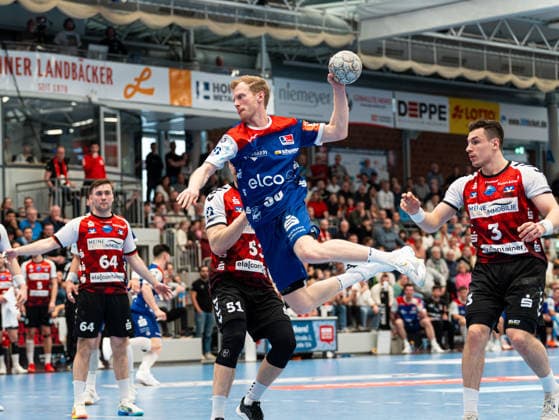 Sascha Pfattheicher HBW Balingen Weilstetten, 30 on goal throw HSG Nordhorn Lingen vs HBW Balingen Weilstetten , Handball, 2 Bundesliga, Matchday 23, Season 2025 2026, 08 03 2026 HSG Nordhorn Lingen vs HBW Balingen Weilstetten , Handball, 2 Bundesliga, Matchday 23, Season 2025 2026, 08 03 2026 Nordhorn Copyright: xEibner-Pressefoto DamianxKruczynx EP_DKI