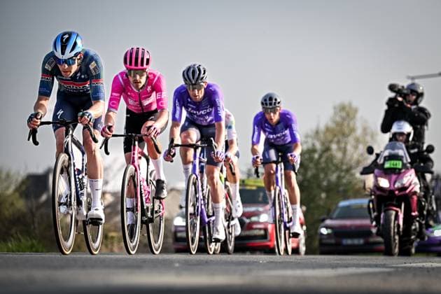 Danish Casper Pedersen of Soudal Quick-Step pictured in action during the first stage of 84th edition of the Paris-Nice cycling race, 170,9 km from Archeres to Carrieres-sous-Poissy, Sunday 08 March 2026. DAVIDxPINTENS  x166877015x
