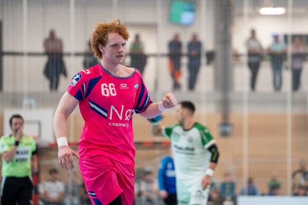 Handball I Men I Season 2025 2026 I 2 Bundesliga I 23 Matchday I HC Oppenweiler Backnang TSV Bayer Dormagen I 08 03 2026 Julius Hein 66, TSV Bayer Dormagen cheers Backnang Murrtal Arena Baden Württemberg Germany Copyright: xLobeca MaxxPetershansx