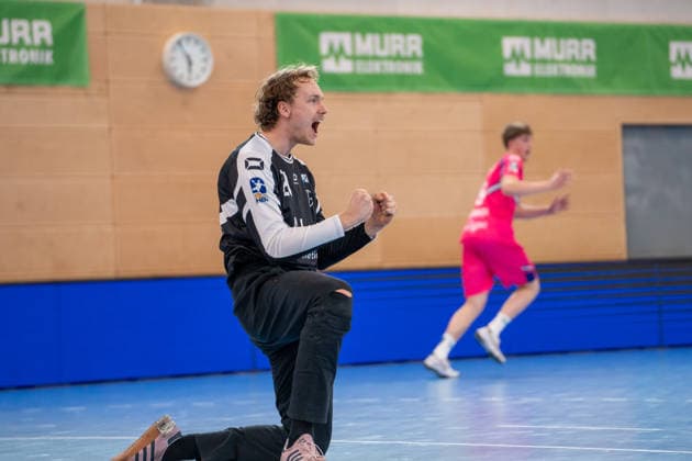 Handball I Men I Season 2025 2026 I 2 Bundesliga I 23 Matchday I HC Oppenweiler Backnang TSV Bayer Dormagen I 08 03 2026 Christian Ole Simonsen 20, TSV Bayer Dormagen cheers Backnang Murrtal Arena Baden Württemberg Germany Copyright: xLobeca MaxxPetershansx