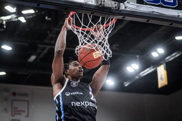 Devon Daniels IV Veolia Towers Hamburg, 21 sinks basketball in the basket, Dunking GER, MHP Riesen Ludwigsburg Veolia Towers Hamburg, Basketball Bundesliga, easycredit BBL, 23 Matchday, Season 2025 2026, 08 03 2026 GER, MHP Riesen Ludwigsburg Veolia Towers Hamburg, Basketball Bundesliga, easycredit BBL, 23 Matchday, Season 2025 2026, 08 03 2026 Ludwigsburg Copyright: xSandyxDinkelackerx EP_SDR