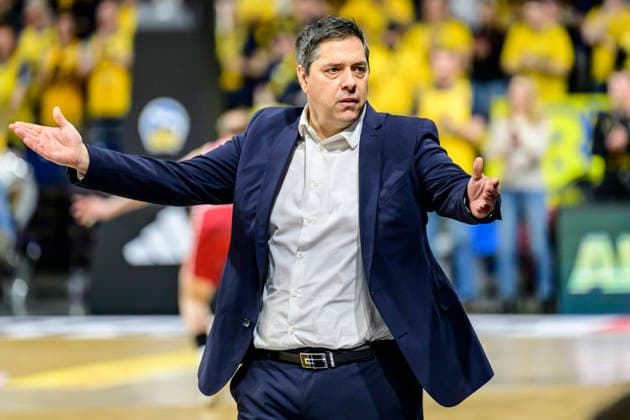 GER, Berlin, basketball, Alba Berlin vs Fitness First Wuerzburg Baskets, at the Max Schmeling Halle , BBL, pictured from left Sasa Filipovski Headcoach, Wuerzburg , sad, depressed, angry, emotional, March 8, 2026 Copyright: HMBxMedia UwexKoch