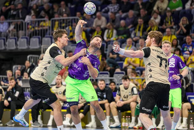 08 03 2026, xhettx, Handball Daikin HBL, Rhein Neckar Loewen Bergischer HC v l wurf von Dani Baijens Rhein Neckar Löwen, 77 DFL DFB REGULATIONS PROHIBIT ANY USE OF PHOTOGRAPHS as IMAGE SEQUENCES and or QUASI VIDEO