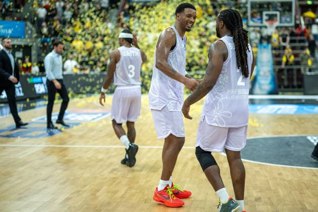 Elijah Hughes MHP RIESEN Ludwigsburg, 07 , Traveon Buchanan MHP RIESEN Ludwigsburg, 02 , GER, MHP Riesen vs Veolia Towers Hamburg, Basketball Bundesliga, easycredit BBL, Matchday 23, Season 2025 2026, 08 03 2026, GER, MHP Riesen vs Veolia Towers Hamburg, Basketball Bundesliga, easycredit BBL, Matchday 23, Season 2025 2026, 08 03 2026 Ludwigsburg Copyright: xEibner-Pressefoto SaschaxWaltherx EP_EER