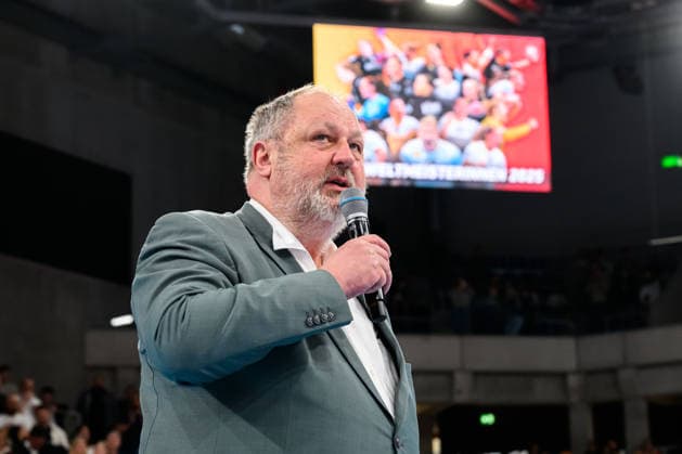 Handball, Womens European Championship Qualification, Germany Slovenia, 2nd round, Group 3, DHB President Andreas Michelmann Heidelberg SNP Dome Baden Württemberg Germany