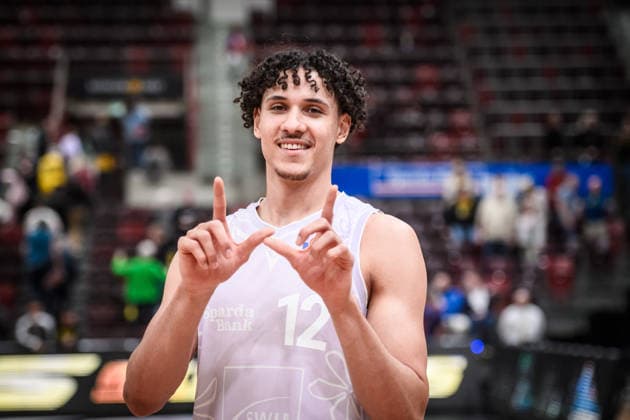 Lenny Anigbata MHP RIESEN Ludwigsburg, 12 Joy, cheers, smiles GER, MHP Riesen Ludwigsburg Veolia Towers Hamburg, Basketball Bundesliga, easycredit BBL, 23 Matchday, Season 2025 2026, 08 03 2026 GER, MHP Riesen Ludwigsburg Veolia Towers Hamburg, Basketball Bundesliga, easycredit BBL, 23 Matchday, Season 2025 2026, 08 03 2026 Ludwigsburg Copyright: xSandyxDinkelackerx EP_SDR