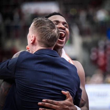 Babacar Sane MHP RIESEN Ludwigsburg, 00 with Mikko Riipinen MHP RIESEN Ludwigsburg, Head Coach rejoice together, Scream of joy, Cheers GER, MHP Riesen Ludwigsburg Veolia Towers Hamburg, Basketball Bundesliga, easycredit BBL, 23 Matchday, Season 2025 2026, 08 03 2026 GER, MHP Riesen Ludwigsburg Veolia Towers Hamburg, Basketball Bundesliga, easycredit BBL, 23 Matchday, Season 2025 2026, 08 03 2026 Ludwigsburg Copyright: xSandyxDinkelackerx EP_SDR