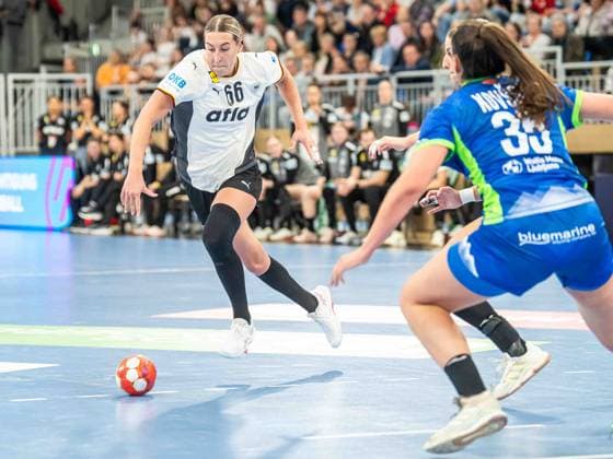 Dana Bleckmann Germany, 66 with speed on the ball, Germany vs Slovenia, Handball, European Championship Qualification, Women, Season 2025 2026, 08 03 2026, Germany vs Slovenia, Handball, European Championship Qualification, Women, Season 2025 2026, 08 03 2026 Heidelberg Copyright: xEibner-Pressefoto MichaelxSchmidx EP_MST