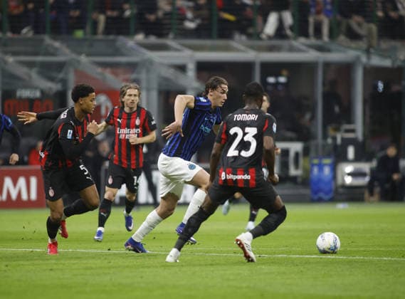 CALCIO - Serie A - AC Milan vs Inter - FC Internazionale Pio Esposito of FC Inter during the Italian Serie A, season 2025-2026, football match between AC Milan and FC Inter Milano on 08 March 2026 at Giuseppe Meazza Stadium, San Siro, Milan, Italy. Photo, Nderim Kaceli Milan Italy  Copyright: xIPAxSport ABACAx