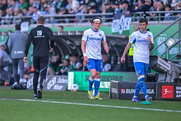 08 03 2026, Soccer, 2 Bundesliga, 25 Matchday Season 2025 2026, Preußen Münster Hertha BSC, Fabian Reese Hertha BSC , Dawid Kownacki Hertha BSC were substituted together, xRHR PHOTO TKx Copyright: RHR-FOTOx RHR-FOTO TK