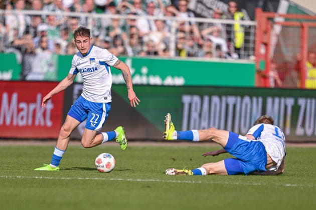 08 03 2026, Soccer, 2 Bundesliga, 25 Matchday Season 2025 2026, Preußen Münster Hertha BSC, Marten Winkler Hertha BSC , Luca Schuler Hertha BSC xRHR PHOTO TKx Copyright: RHR-FOTOx RHR-FOTO TK