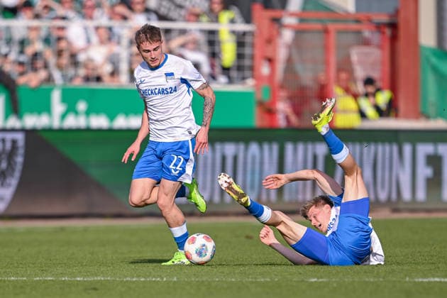 08 03 2026, Soccer, 2 Bundesliga, 25 Matchday Season 2025 2026, Preußen Münster Hertha BSC, Marten Winkler Hertha BSC , Luca Schuler Hertha BSC xRHR PHOTO TKx Copyright: RHR-FOTOx RHR-FOTO TK