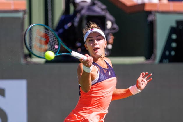 March 8, 2026:Jaqueline Cristian (ROU) in action against Aryna Sabalenka during their round 3 match at the BNP Paribas Open on March 7, 2026, held at the Indian Wells Tennis Garden in Indian Wells, California. Indian Wells USA - ZUMAc04_ 20260308_zma_c04_080 Copyright: xMalxTaamx