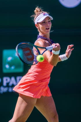 March 8, 2026:Jaqueline Cristian (ROU) in action against Aryna Sabalenka during their round 3 match at the BNP Paribas Open on March 7, 2026, held at the Indian Wells Tennis Garden in Indian Wells, California. Indian Wells USA - ZUMAc04_ 20260308_zma_c04_088 Copyright: xMalxTaamx