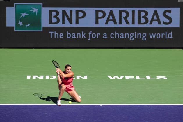 March 8, 2026: Aryna Sabalenka in action againstJaqueline Cristian (ROU) during their round 3 match at the BNP Paribas Open on March 7, 2026, held at the Indian Wells Tennis Garden in Indian Wells, California. Indian Wells USA - ZUMAc04_ 20260308_zma_c04_103 Copyright: xMalxTaamx
