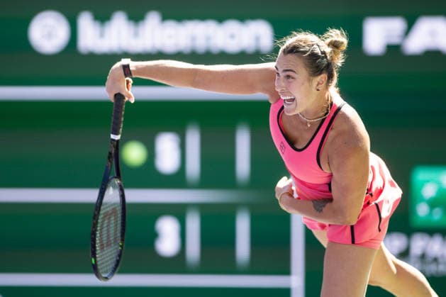 March 8, 2026: Aryna Sabalenka in action againstJaqueline Cristian (ROU) during their round 3 match at the BNP Paribas Open on March 7, 2026, held at the Indian Wells Tennis Garden in Indian Wells, California. Indian Wells USA - ZUMAc04_ 20260308_zma_c04_110 Copyright: xMalxTaamx
