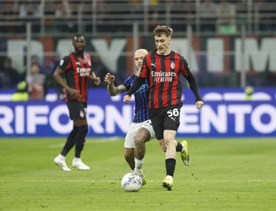 Alexis Saelemaekers of AC Milan during the Italian Serie A, season 2025-2026, football match between AC Milan and FC Inter Milano on 08 March 2026 at Giuseppe Meazza Stadium, San Siro, Milan, Italy. Photo, Nderim Kaceli  Copyright: xNderimxKaceli IPAxSportx xipa-agency.netx xx IPA_72590963 IPA_Agency_IPA72590963