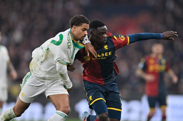 CALCIO - Serie A - Genoa CFC vs AS Roma Devyne Fabian Jairo Rensch (AS Roma) - Caleb Ansah Ekuban (Genoa CFC) during Genoa CFC vs AS Roma, Italian soccer Serie A match in Genoa, Italy, March 08 2026 Genoa Italy  Copyright: xIPAxSport ABACAx