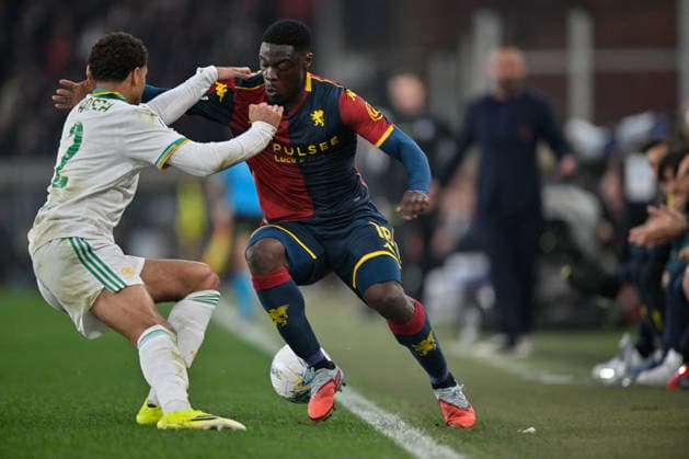 CALCIO - Serie A - Genoa CFC vs AS Roma Devyne Fabian Jairo Rensch (AS Roma) - Caleb Ansah Ekuban (Genoa CFC) during Genoa CFC vs AS Roma, Italian soccer Serie A match in Genoa, Italy, March 08 2026 Genoa Italy  Copyright: xIPAxSport ABACAx