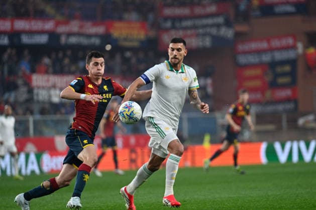 CALCIO - Serie A - Genoa CFC vs AS Roma Patrizio Masini (Genoa CFC) Lorenzo Pellegrini (AS Roma) during Genoa CFC vs AS Roma, Italian soccer Serie A match in Genoa, Italy, March 08 2026 Genoa Italy  Copyright: xIPAxSport ABACAx