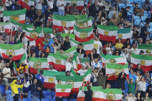 GOLD COAST, AUSTRALIA - MARCH 08 Supporters of Iran are seen in the stadium waving flags and banners of support for their team during the Womens Asian Cup match between Islamic Republic of Iran and Philippines at the Gold Coast Stadium on March 08 2026 in Gold Coast, Australia Copyright: xMatthewxStarlingx xSPPx Sportspressphoto_SPR106259