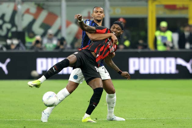 RAFAEL LEAO, Milan, MANUEL AKANJI, Inter, Serie A, 2025-26, Milan vs Inter 1-0, 08-03-2026, Contrasto, Action SERIE A 2025-26 MILAN-INTER 1-0