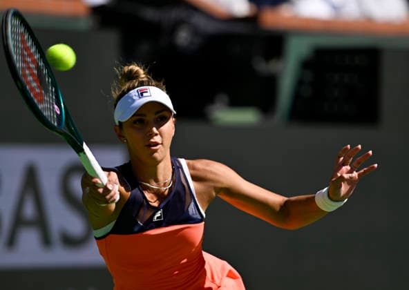 March 08, 2026 Jaqueline Cristian of Romania returns a shot against Aryna Sabalenka during their match at the BNP Paribas Open held at the Indian Wells Tennis Garden in Indian Wells, California. California. Mandatory Photo Credit : CSM Tennis 2026: BNP Paribas Open MAR 08  - ZUMAc04_ 20260308_zma_c04_214 Copyright: xCharlesxBausx