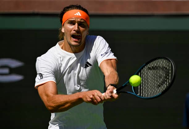March 08, 2026 Alexander Zverev of Germany returns a shot against Brandon Nakashima during their match at the BNP Paribas Open held at the Indian Wells Tennis Garden in Indian Wells, California. California. Mandatory Photo Credit : CSM Tennis 2026: BNP Paribas Open MAR 08  - ZUMAc04_ 20260308_zma_c04_248 Copyright: xCharlesxBausx