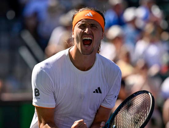 March 08, 2026 Alexander Zverev of Germany reacts to winning match point against Brandon Nakashima during their match at the BNP Paribas Open held at the Indian Wells Tennis Garden in Indian Wells, California. California. Mandatory Photo Credit : CSM Tennis 2026: BNP Paribas Open MAR 08  - ZUMAc04_ 20260308_zma_c04_252 Copyright: xCharlesxBausx