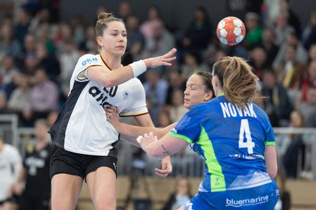 Germany Slovenia, European Womens Handball Championship Qualifier Emily Vogel Germany, 20 European Womens Handball Championship Qualifier between Germany and Slovenia on March 8 at SNP dome Heidelberg , Heidelberg Baden Württemberg Germany SNP dome