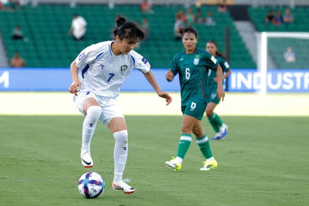 SOCCER ASIAN CUP BANGLADESH UZBEKISTAN, Nilufar Kudratova of Uzbekistan controls the ball during the AFC Women™s Asian Cup Group B match between Bangladesh and Uzbekistan at HBF Park in Perth, Monday, March 9, 2026.( NO ARCHIVING, EDITORIAL USE ONLY PERTH WESTERN AUSTRALIA AUSTRALIA  Copyright: xRICHARDxWAINWRIGHTx 20260309128167976653