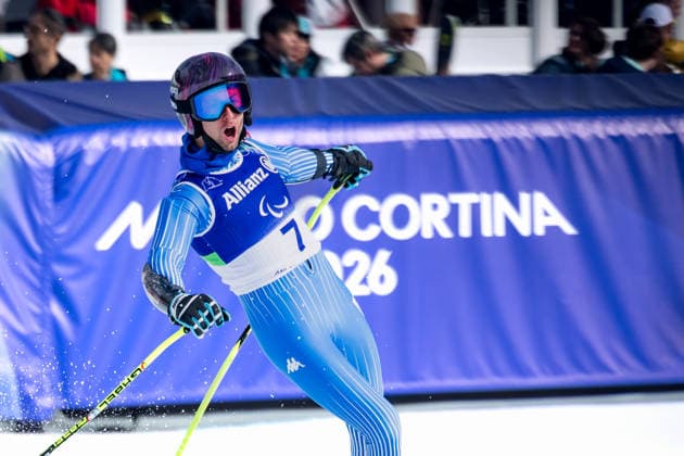 PARALYMPICS - Winter Paralympics Milano Cortina 2026 CORTINA D AMPEZZO,ITALY,09.MAR.26 - PARALYMPICS, ALPINE SKIING - Paralympic Winter games, Winterspiele,Spiele, Summer games Milano Cortina 2026, Super G, men. Image shows Giacomo Bertagnolli (ITA).  GEPAxpictures xMatthiasxTrinkl
