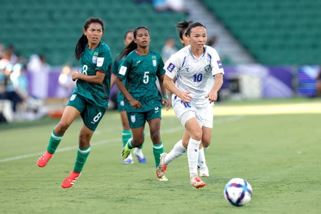 SOCCER ASIAN CUP BANGLADESH UZBEKISTAN, Diyorakhon Khabibullaeva of Uzbekistan runs the ball during the AFC Women™s Asian Cup Group B match between Bangladesh and Uzbekistan at HBF Park in Perth, Monday, March 9, 2026.( NO ARCHIVING, EDITORIAL USE ONLY PERTH WESTERN AUSTRALIA AUSTRALIA  Copyright: xRICHARDxWAINWRIGHTx 20260309112012591490
