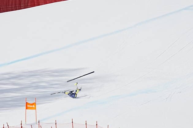 CORTINA, ITALIEN 20260309 Aaron Lindström faller under alpina super-g i Paralympics pa Cortina Curling Olympic Stadium. *** Bilden ingar i SPORTPAKET. För övriga BETALBILD *** CORTINA ITALIEN x9200x *** CORTINA, ITALY 20260309 Aaron Lindström falls during the alpine super g in the Paralympics at Cortina Curling Olympic Stadium Picture in SPORT PACKAGE For others PAY PICTURE CORTINA ITALY x9200x  Copyright: xBjörnxLarssonxRosvall TTx PARALYMPICS 2026 SUPER-G