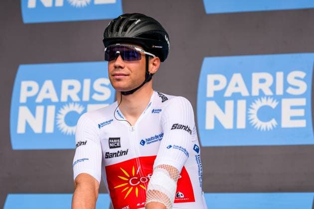 Belgian Milan Fretin of Cofidis pictured at the start of the second stage of 84th edition of the Paris-Nice cycling race, 187 km from Epone to Montargis, Monday 09 March 2026. DAVIDxPINTENS  x166945908x