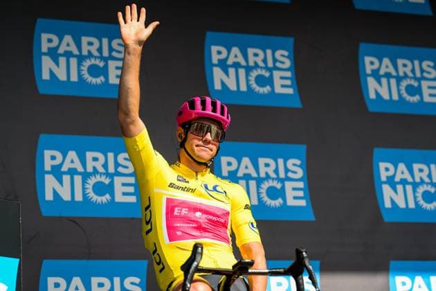 American Luke Lamperti of EF Education-EasyPost pictured at the start of the second stage of 84th edition of the Paris-Nice cycling race, 187 km from Epone to Montargis, Monday 09 March 2026. DAVIDxPINTENS  x166946191x