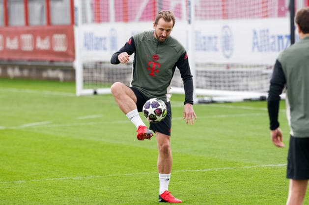 Harry Kane FC Bayern Muenchen, 09 with ball, GER, final training, FC Bayern Muenchen, football, UEFA Champions League, round of 16, first leg, 2025 2026 season, 09 03 2026, GER, final training, FC Bayern Muenchen, football, UEFA Champions League, round of 16, first leg, 2025 2026 season, 09 03 2026 Muenchen Copyright: xEibner-Pressefoto JennixMaulx EP_JML