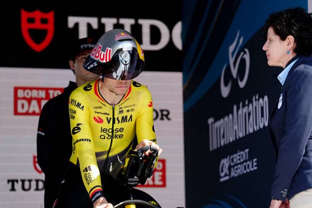 Van Aert Wout Of Team Visma Lease A Bike during Stage 1, an individual time trial, of the Tirreno-Adriatico cycling race in Lido di Camaiore. The 11.5-kilometer stage starts and finishes in Lido di Camaiore- Italy - Monday, March 9, 2026. - cycling .  Copyright: xMassimoxPaolone LaPressex